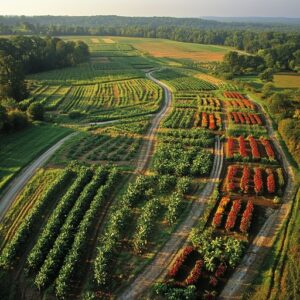 lush farming landscape stockcake
